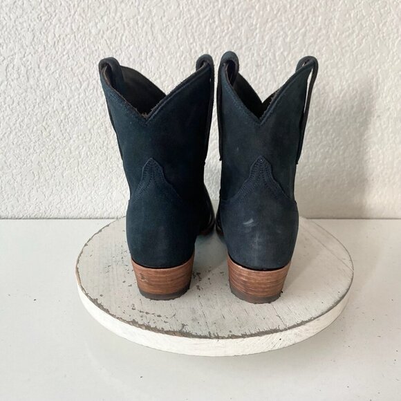 Lane EMMA JANE Womens Cowboy Bootie 7.5 Blue Suede Western Cowgirl Ankle Boots - Picture 3 of 11